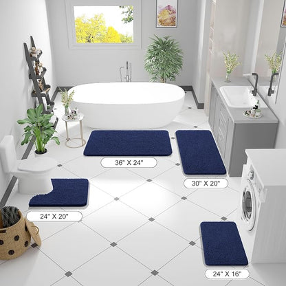 OLANLY Bathroom Rugs 36x24, Extra Soft Absorbent Chenille Bath Rugs | Twilight Sapphire, Quick-Drying Rubber Backing, Washable Bath Mat for Bathroom Floor, Tub and Shower, Home Decor Accessories