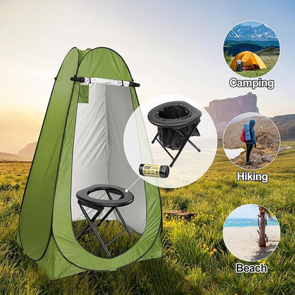 BLIKA Portable Toilet for Camping & Travel - 300LBS Weight Capacity, Folding Toilet with Removable Plastic Ring and Bags