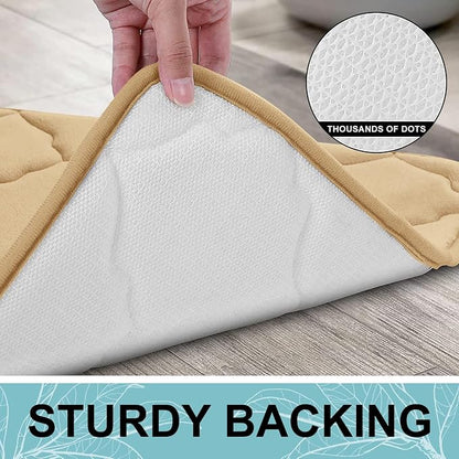 OLANLY Memory Foam Bath Mat Rug 30x20, Ultra Soft and Absorbent Bathroom Rugs, Non-Slip, Comfortable, Machine Washable Bath Carpet for Bathroom Floor, Tub, Shower and Home Decor Accessories, Beige