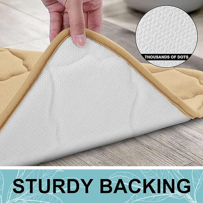 OLANLY Memory Foam Bath Mat Rug 24x16, Ultra Soft and Absorbent Bathroom Rugs, Non-Slip, Comfortable, Machine Washable Bath Carpet for Bathroom Floor, Tub, Shower and Home Decor Accessories, Beige
