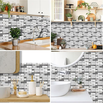 12-Sheet Peel and Stick Wallpaper, Subway Tile 6''x12'' Self Adhesive Wall Tiles Waterproof PVC Stick on Backsplash Vinyl Decorative Tiles Stickers for Kitchen Bathroom