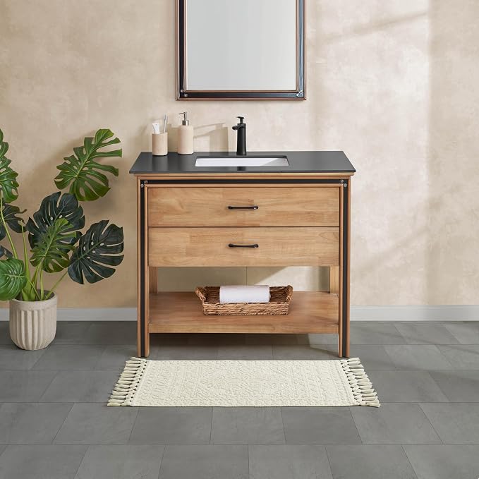 French Connection Nellore Bathroom Rugs, Woven and Beaded Bathroom Mats, Durable Bath Rugs, Thick Bath Mats for Bathroom and Shower Rugs, 20" x 38", Ivory