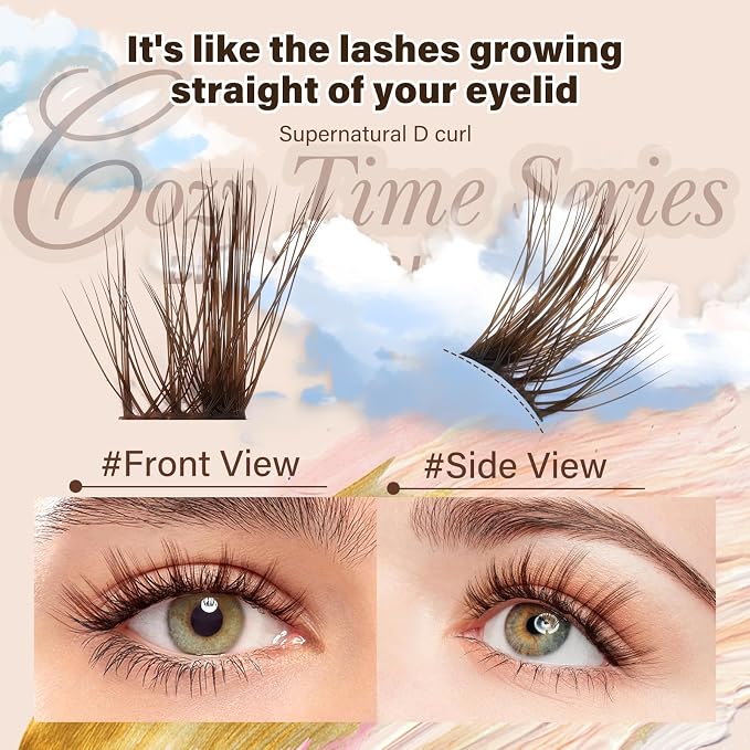JMS&JMS Brown Lash Cluster Natural Look Brown Eyelashes for Daily Makeup | CC Curl 8-18MIX Brown False Eyelashes Wispy Brown Strip Lashes at Home