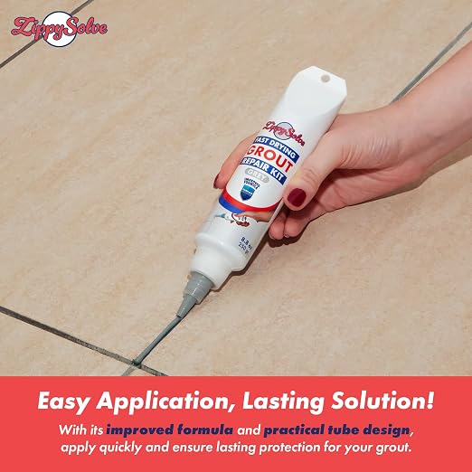 Tile Grout Repair Kit, Refresh Tile Grout Filler (2 Pack, Grey) | Restore & Renew Tile Joints, Fast-Drying Grout Sealer & Paint, Squeeze Tube for Bathroom, Shower & Kitchen Floors, Waterproof