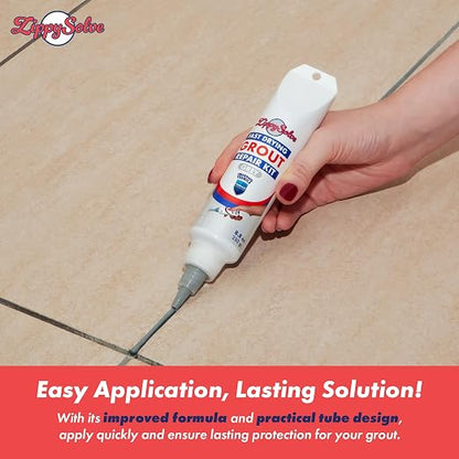 Tile Grout Repair Kit, Refresh Tile Grout Filler (2 Pack, Grey) | Restore & Renew Tile Joints, Fast-Drying Grout Sealer & Paint, Squeeze Tube for Bathroom, Shower & Kitchen Floors, Waterproof