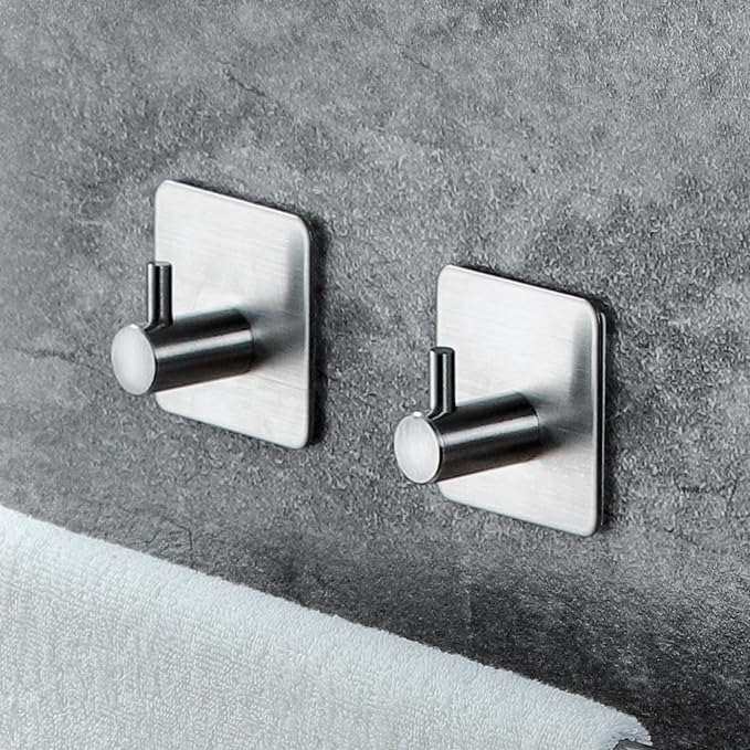 Taozun Towel Bar - 2 Packs Adhesive Hooks | 32 Inch Towel Holder, Hand Towel Rack Stick on Wall, Stainless Steel Bathroom Hardware Accessory Kit