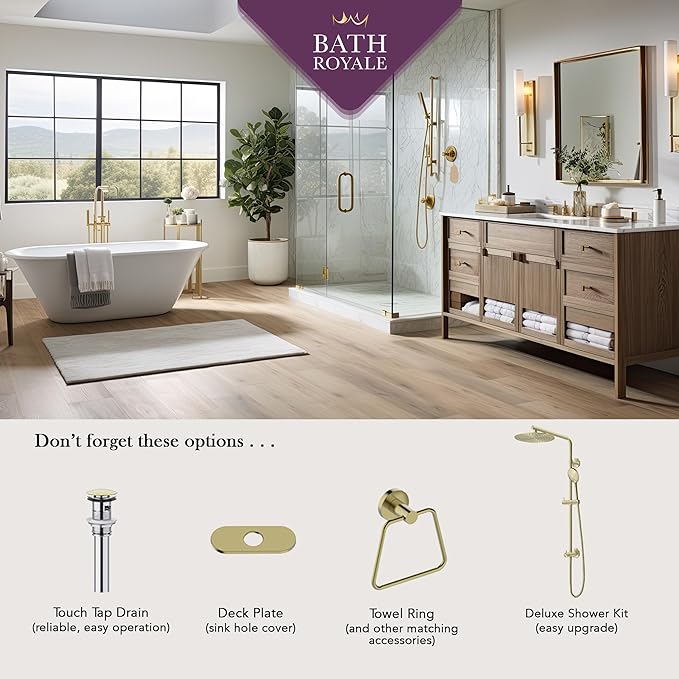 Bath Royale Pasha Luxury Bathroom Sink Faucet Single Control - All Metal, Easy Install, Brushed Nickel