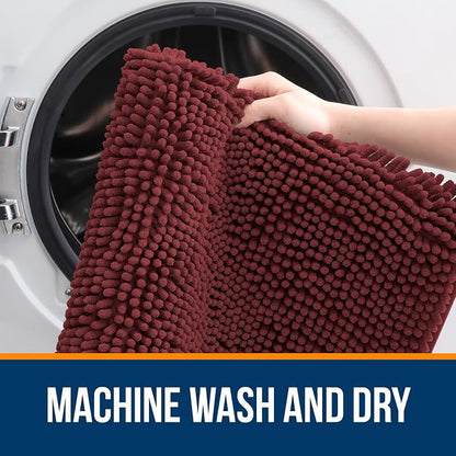 OLANLY Small Bathroom Rugs 30x18, Extra Soft Absorbent Chenille Bath Rugs | Andorra Red-Brown, Quick-Drying Rubber Backing, Washable Bath Mat for Bathroom Floor, Tub and Shower, Home Decor Accessories