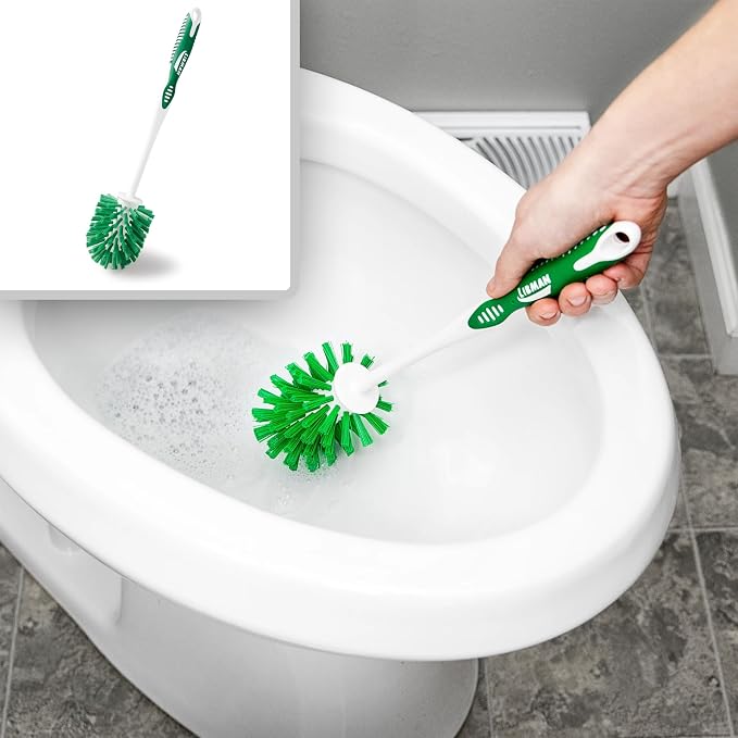 Libman Designer Bowl Brush and Caddy, Hygenic with Drying Slits, 2 Pack | Non-scratch toilet brush and holder set; hygienic caddy with drying slits.