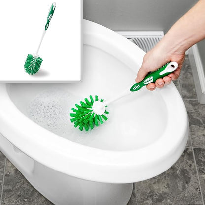 Libman Designer Bowl Brush and Caddy, Hygenic with Drying Slits, 2 Pack | Non-scratch toilet brush and holder set; hygienic caddy with drying slits.