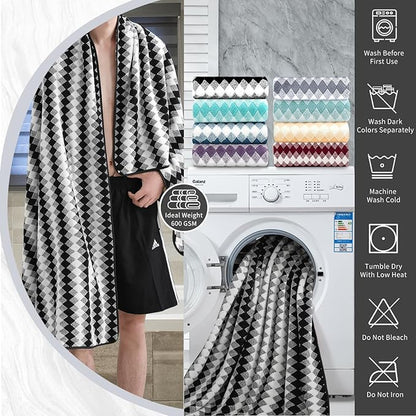 4 Piece Bath Towel Black Oversized Bath Sheet 35"x70" Bathroom Towel Extra Large Bath Towel Set Soft Highly Absorbent & Quick Dry Premium Towel Set for Bathroom 600GSM Shower Towel Spa Gym Hotel