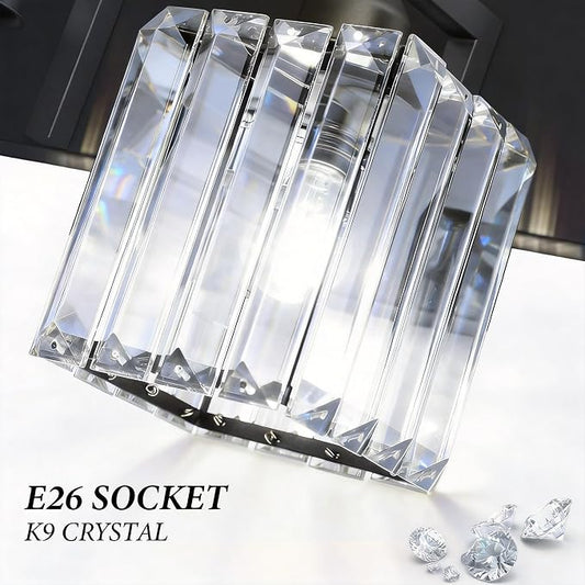 Black Crystal Bathroom Vanity Light, 4-Light Modern Bathroom Lighting Fixtures Over Mirror, Matte Black Wall Sconce Light Fixtures with Square Shade