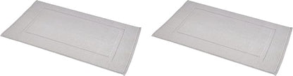 Amazon Basics Banded Bathroom Bath Rug Mat, Machine Washable, 100% Cotton, 31" x 20", Light Gray (Pack of 2)