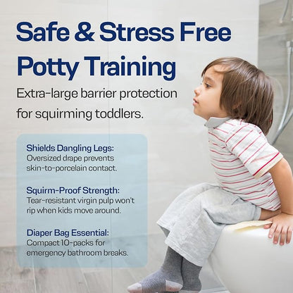 Rockland Guard Disposable Toilet Seat Covers - Flushable Paper Travel Pack - 200 Count (20 Resealable 10-Packs) - Portable Potty Training & Bathroom Hygiene Essentials for Adults & Kids