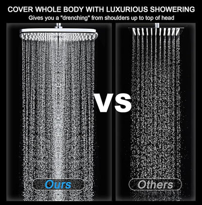 12" High Pressue Rain Shower Head with Handheld, 9 Sprays Hand Showerhead | Shower Heads with Handheld Spray Combo, Dual Head, Built-in Magnetic Docking, Power Jets, 59" Shower Hose, Chrome 1.75GPM
