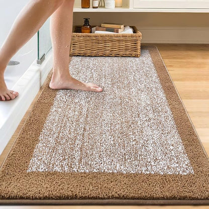 60x24 Long Bathroom Rugs Washable Non Slip, Coffee Bath Mat for Bathroom Floor Tub, Soft Absorbent Quick Dry Mats for Shower, Bathtub,Home Decor