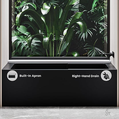 Voltaire 54" x 30" Right-Hand Drain Alcove Bathtub with Apron in Matte Black