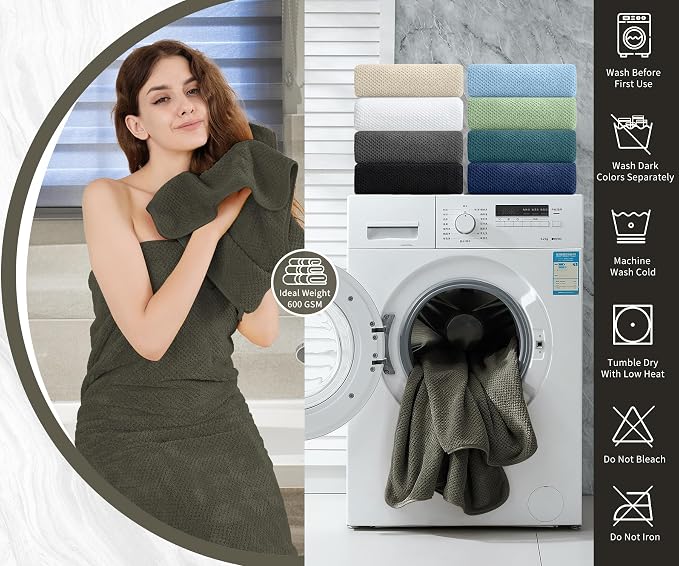 8 Piece Bathroom Towel Set Brown |2 Oversized Large Bath Towels Sheet,2 Hand Towels and 4 Washcloths| 600GSM Ultra Soft Luxury Premium Towel Set Highly Absorbent Quick Dry Hotel Towel Collection
