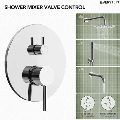 10" High-Pressure Rainfall Shower System with Handheld Spray, Wall Mount Bathroom Shower Faucet Set with Tub Spout (Chrome)