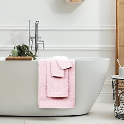 GLAMBURG 100% Cotton Ultra Soft 6 Pack Towel Set, Contains 2 Bath Towels 28x55 Inches, 2 Hand Towels 16x24 Inches & 2 Wash Coths 12x12 Inches, Compact Absorbent Lightweight & Quickdry - Pink