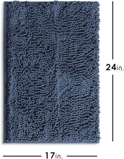 Hearth & Harbor Bathroom Rugs, Chenille Bath Mat - Machine Washable Bath Mats for Bathroom Non-Slip Backing Rubber, Quick Dry Bathroom Mat