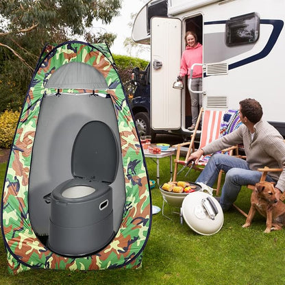 Portable Toilet, Outdoor Lightweight Porta Potty with Detachable Inner Bucket Removable Toilet Paper Holder for Camping Boat RV Hiking Living Room