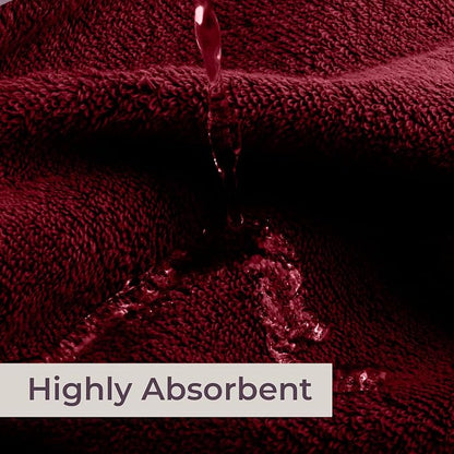 Lavish Home 8PC Bathroom Towels Set - 575GSM 100% Cotton Bathroom Essentials with 2 Bath Towels, 2 Hand Cloths, 2 Wash Cloths, and 2 Fingertip Fabric for Shower, Gym, Dorm and Spa (Burgundy)