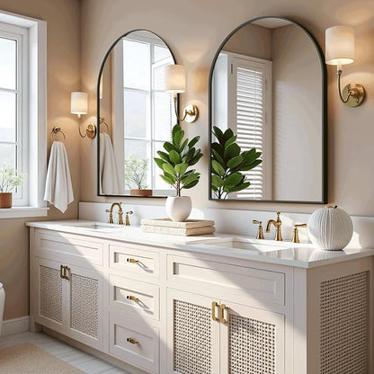 Arched Bathroom Mirror for Wall, 38" x 26" Metal Frame Vanity Mirror, Black | Aluminium Alloy Frame, HD Shatterproof Glass, for Bathroom Over Sink , Entryway, Bedroom, Living Room