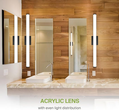ASD 36" LED Linear Vanity Light Fixture, Modern Bathroom Sconce — 3 Color 3000K-5000K, Dimmable, 30W 2100LM, Energy Star & ETL Listed — Over Mirror Makeup Bar for Bedroom, Cabinets — Black, 4 Pack