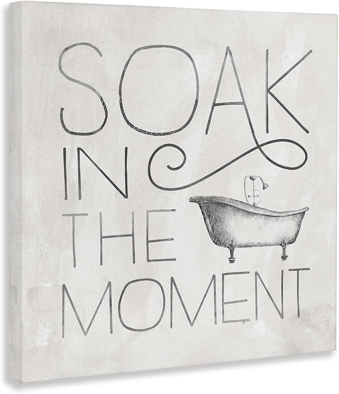 Stupell Industries 'Vintage Bathroom Soak Phrase', Canvas Art, 30 x 30 Inches, Easy to Hang and Sturdy, Made in USA, by Nina Pierce