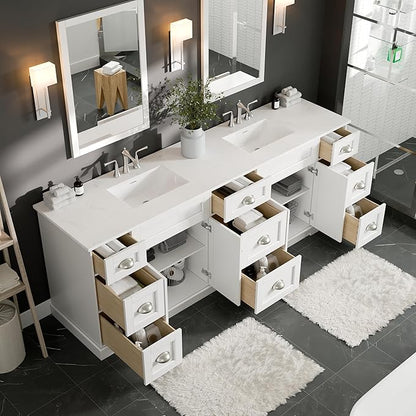 Eviva Epic 84 in. White Double Sink Bath Vanity with Carrara Quartz Top