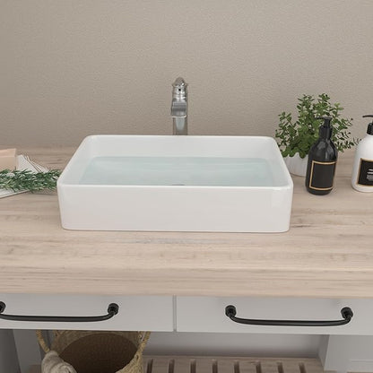 Mocoloo Rectangle Vessel Sink Above Counter 24"X16" Bathroom Sink Countertop White Porcelain Ceramic Lavatory Vanity Sink Basin