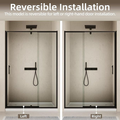 Royal Guard 44-48" W x 71" H Pivot Swing Glass Shower Door,Matte Black | Shower Doors with 4-Inch Adjustable Width, 6mm SGCC Tempered Glass, Reversible Installation,Magnetic Closing,Easy to Clearn