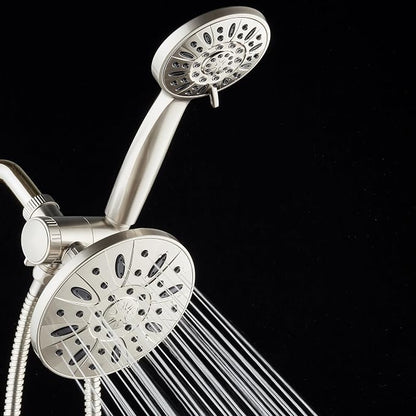 AquaDance 6" Premium High Pressure 3-way Rain & Handheld Shower Head Combo | Enjoy Luxury 6-inch Showerhead & 6-mode Hand Shower Separately or Together! Premium Stainless Steel Hose - Nickel