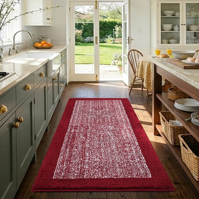 48x32 Large Bathroom Rugs Washable Non Slip, Red Bath Mat for Bathroom Floor Tub, Soft Absorbent Quick Dry Mats for Shower, Bathtub,Home Decor