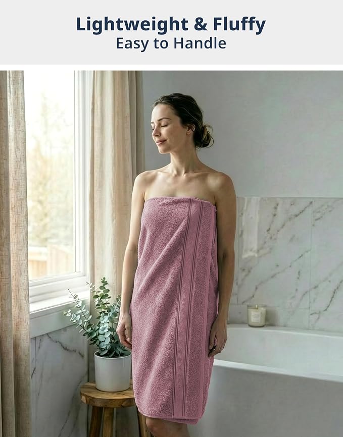 LANE LINEN Towel Set 18 Piece Soft Absorbent Quick Dry - Wishful Mauve | Cotton Bath Towel Set - Terry Weave Comfort, Long-Lasting Comfort, Hotel-Style Look, Gets Softer With Every Wash