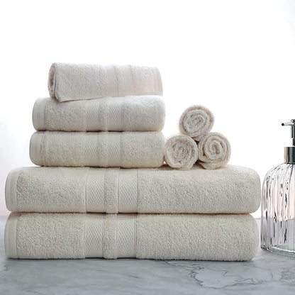 Superior Ultra-Soft 8-Piece Cotton Towel Set, Includes 2 Bath Towels, 2 Hand Towels, and 4 Washcloths, Daily Use Towels for Home, Bathroom, Guest Bath Room, Essential Quick Dry - Ivory
