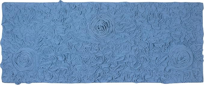 Home Weavers Bell Flower Collection 100% Cotton Tufted Bath Rugs, Extra Soft and Absorbent Bath Rugs, Non-Slip Bath Mats, Machine Washable, Bath Mats for Bathroom Floor, 21"x54" Runner, Sky Blue