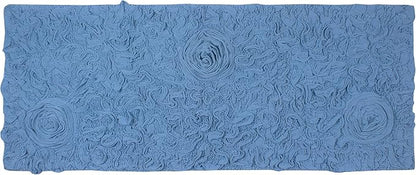 Home Weavers Bell Flower Collection 100% Cotton Tufted Bath Rugs, Extra Soft and Absorbent Bath Rugs, Non-Slip Bath Mats, Machine Washable, Bath Mats for Bathroom Floor, 21"x54" Runner, Sky Blue