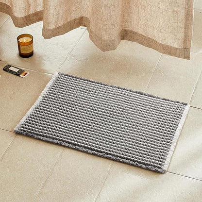 TYUU Waffle Bath Mat, Small Boho Bathroom Rugs Non Slip 24x16 Grey & White | Super Absorbent Quick Dry Bath Rug, Non-Slip Backing, Soft Waffle Washable Farmhouse Bathroom Mats, Tub, Shower & Home Decor