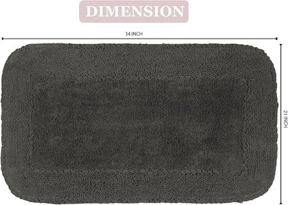 Home Weavers Radiant Collection 100% Cotton Bathroom Rugs Set, Machine Washable Rug, Extra Soft and Absorbent Bath Rug, Kitchen Mat, Bath Mat Set, Bath Floor Mat Non Slip, 21"x34" Rectangle, Gray