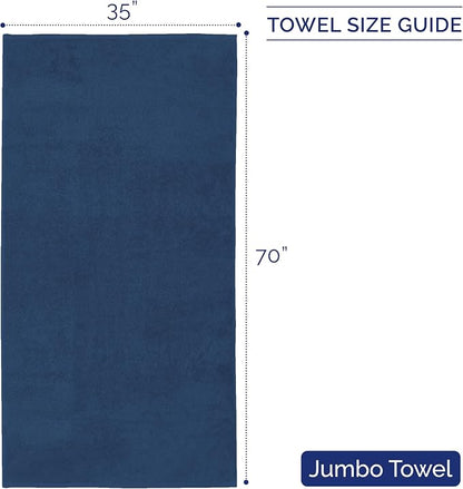 Elegant Comfort Premium Turkish Cotton 1 Piece Jumbo Bath Towel - 35 x 70 inch, Luxurious Hotel Spa Quality 100% Turkish Cotton Large Bath Towel - Highly Absorbent - Soft Bathroom Towel, Navy Blue