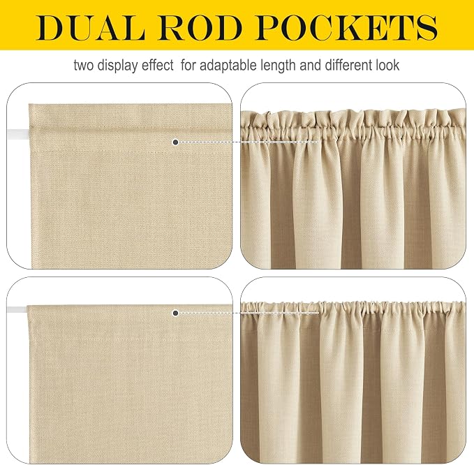 NICETOWN Faux Linen Curtain for French Door - Thermal Insulated Room Darkening Curtain Panel, Rod Pocket Noise Reducing Single Door, 36 x 72 Inches, 1 Panel, Oatmeal