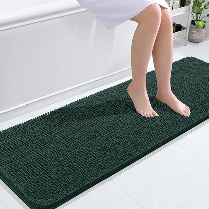 OLANLY Bathroom Runner Rugs 59x20, Extra Soft Absorbent Chenille Bath Rugs | Blackish Green, Quick-Drying Rubber Backing, Machine Washable Long Bath Mat for Bathroom Floor, Tub and Shower, Home Decor