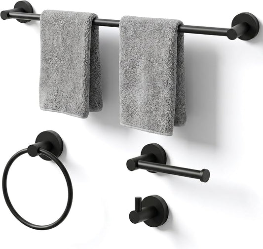 24-Inch Wall Mounted Towel Racks for Bathroom, 4-Piece Towel Bar Set | Rust-Resistant SUS 304 Stainless Steel, 4-Piece Towel Bar Set, Space-Saving Design, Easy Mount for Bath Towel Storage Home