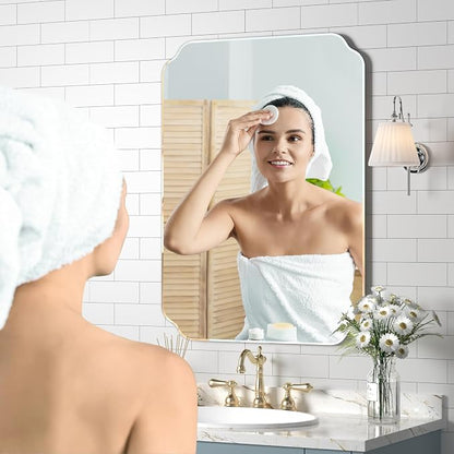 24x32 Inch Bathroom Mirrors for Over Sink, Frameless Mirrors for Wall | Beveled Bathroom Mirror, Bathroom Vanity Mirror for Bedroom Living Room Entryway Home Decor