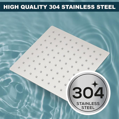 Midanya Square Rain Shower Head,High Pressure,Brushed Nickel 8 Inch | 360°Swivel,Ceiling or Wall Mount,Waterfall Full Body Coverage,Bathroom Remodel,Stainless Steel Large Rainfall Shower Head
