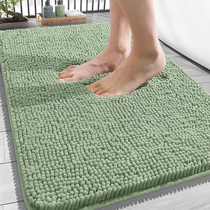 OLANLY Bathroom Rugs 34x21, Extra Soft Absorbent Chenille Bath Rugs | Sage Green, Quick-Drying Rubber Backing, Machine Washable Bath Mat for Bathroom Floor, Tub and Shower, Home Decor Accessories