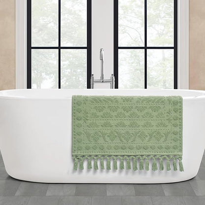 French Connection Nellore Bath Rugs, Woven and Beaded Bath Mats, Durable and Thick Bath Mats for Bathroom and Shower Rugs, 26" x 49", Sage Green