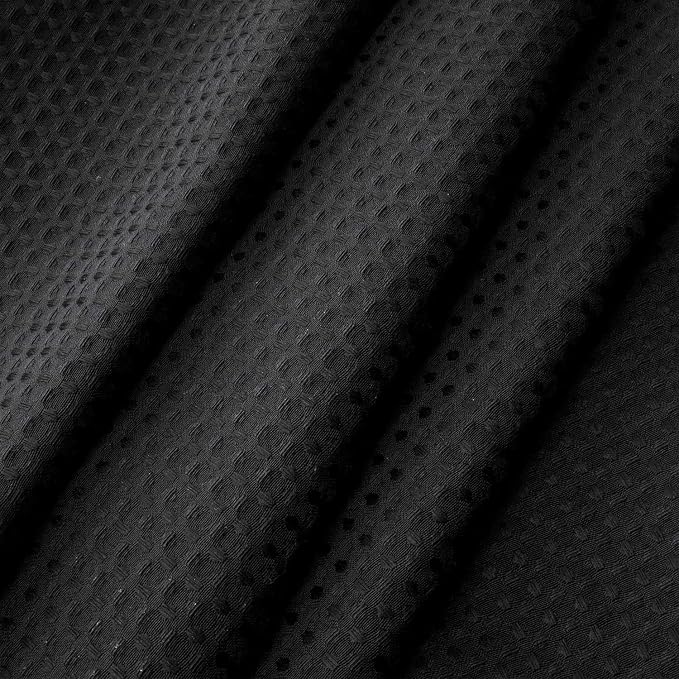 RiverDream Heavyweight Waffle No Hook Shower Curtain with Liner,Black,71x80 | Dotted Waffle,Snap-in Liner,Heavy Duty,Quick Dry,Mesh Top Window,With Bottom Magnets,Hotel-Grade,Washable,Long Size